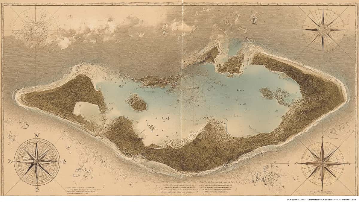 Carte ancienne de Tetiaroa et des îles de la Société
