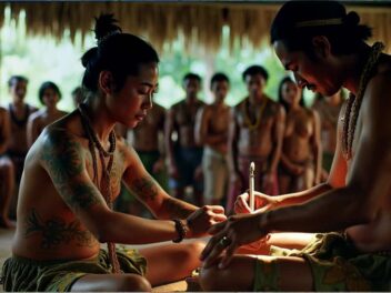 impressionnante cérémonie traditionnelle de tatouage samedi lors du festival tattoonesia 2008